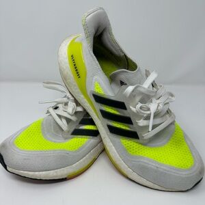 Adidas Women’s Ultraboost Athletic Shoes in White/Neon Yellow - 9